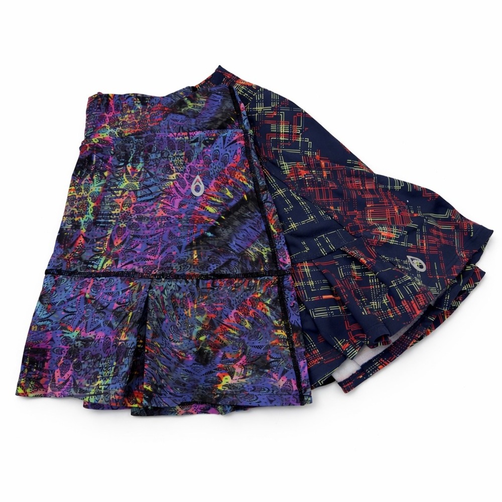 Dona Jo Lot of 2 Athletic Skorts Women Size 1 Purple Abstract Navy Geometric